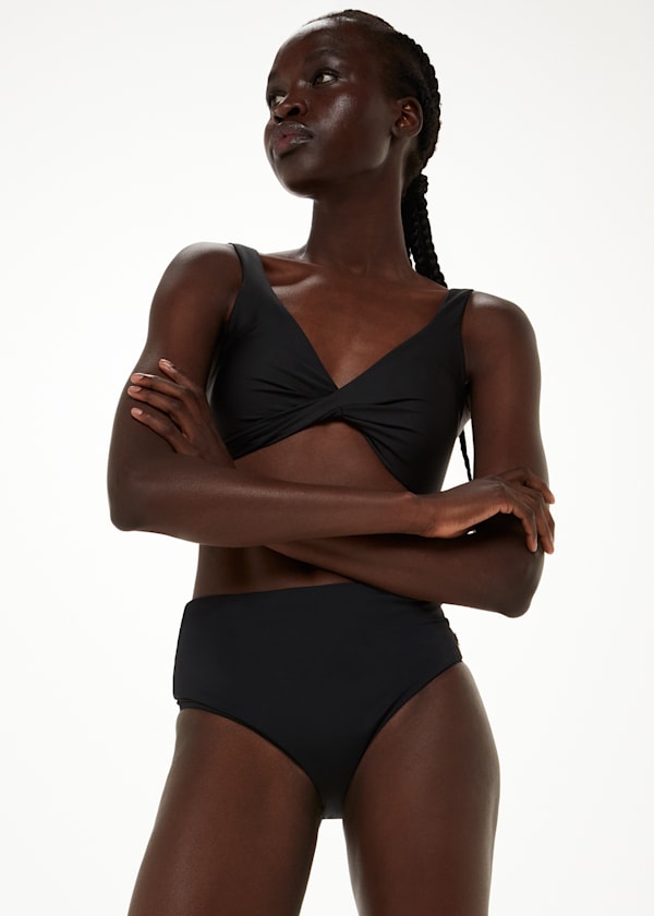 Black Twist Front Bikini Top